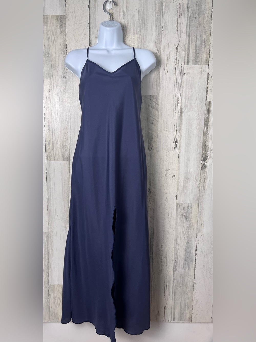 Anna Sui Navy Slip Maxi Dress with Front Slit 4